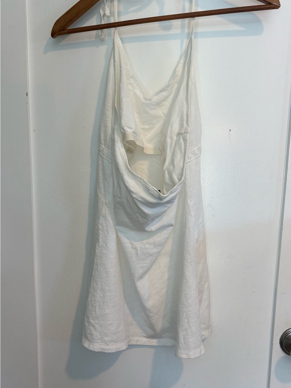 Gap White Halter Tunic Top Medium Babydoll Cotton Embroidered Trim - Picture 3 of 9